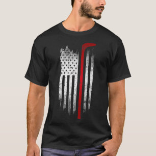 Hockey Stick American Flag Patriotic Ice Lover Hoc T-Shirt