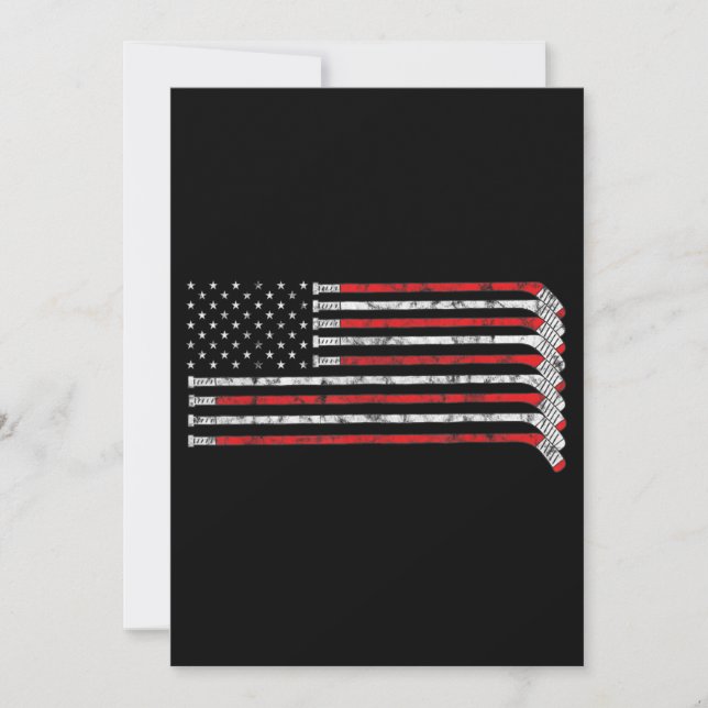 Hockey Stick USA Flag Flag Hockey Player Einladung (Vorderseite)