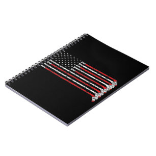 Hockey Stick USA Flag Flag Hockey Player Notizblock