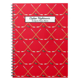 Hockey Sticks |MVP Puck Pattern Red Name | Subject Notizblock
