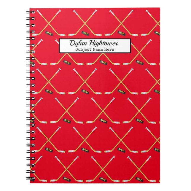Hockey Sticks |MVP Puck Pattern Red Name | Subject Notizblock (Vorderseite)