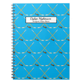 Hockey Sticks |MVP Puck Pattern Sky Blauer Name Notizblock