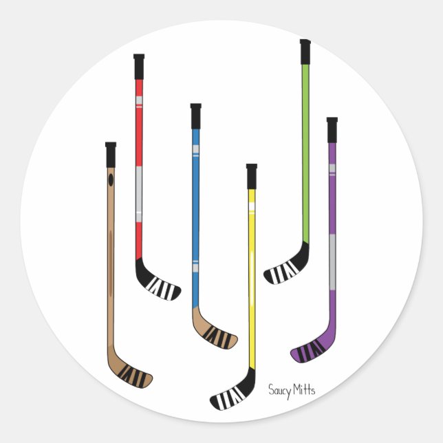 Hockey Sticks Runder Aufkleber (Vorderseite)