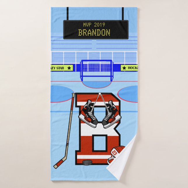 Hockey sur glace B personnalisé (Serviette de bain)