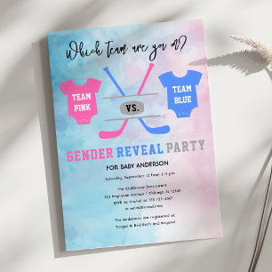 Hockey Team Blue vs Team Pink Gender Reveal Einladung