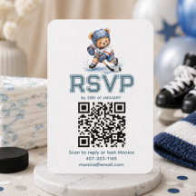 Hockey Teddy Bär Babyshower QR-Code RSVP Anlage