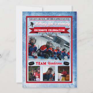 Hockey Themed Foto Weihnachtskarte Einladung
