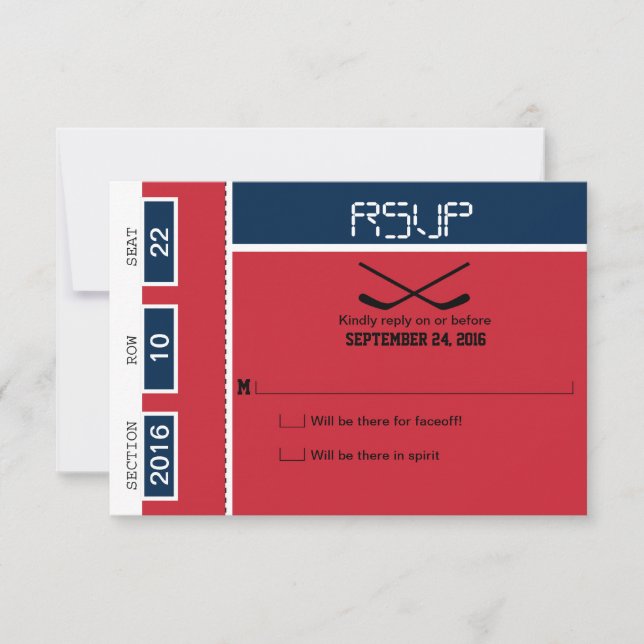 Hockey Ticket Wedding RSVP (Vorderseite)