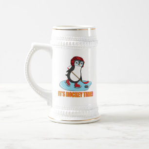 Hockey Time - Niedlicher Pinguin-Eishockey Bierglas