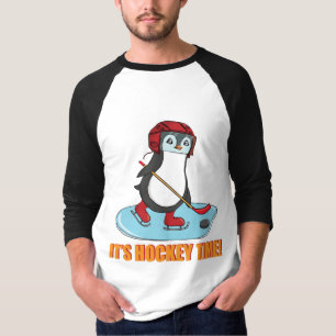 Hockey Time - Niedlicher Pinguin-Eishockey T-Shirt