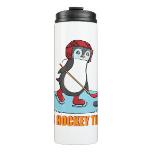 Hockey Time - Niedlicher Pinguin-Eishockey Thermosbecher