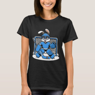 Hockey-Torhüter Bunny blaue Netzpolster Stock Helm T-Shirt