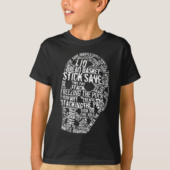 Hockey-Tormann-Masken-Typografie-Entwurf T-Shirt (Vorderseite)