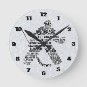 Hockey-Tormann-Typografie-Wanduhr Runde Wanduhr