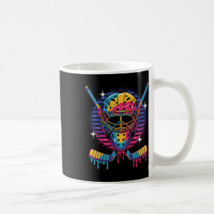 Hockey-Torwart-Maske tropfende Farbe Vaporwave-Tro Kaffeetasse