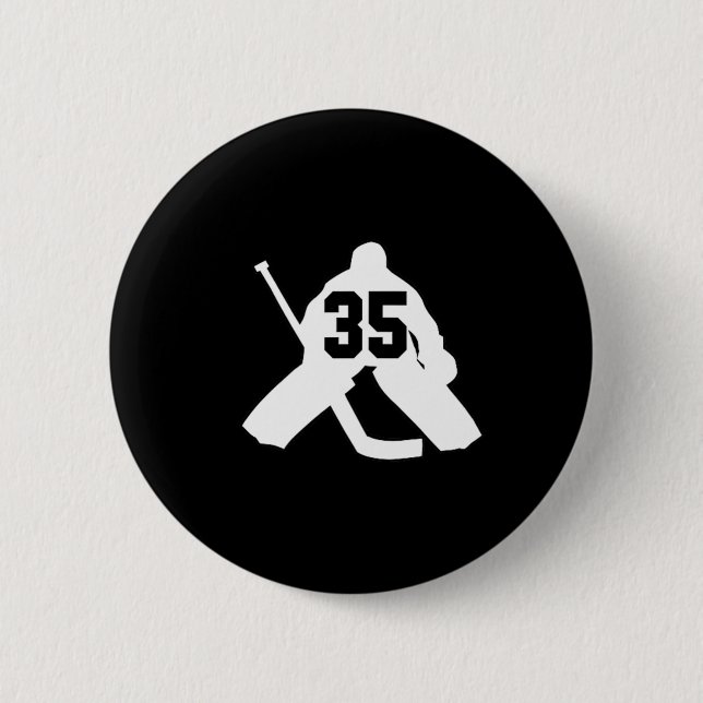 Hockey Torwart Nummer Fünfunddreißig 35  Button (Vorderseite)