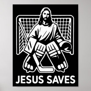 Hockey Torwart Torhüter Jesus rettet christlicher Poster