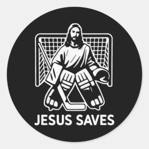 Hockey Torwart Torhüter Jesus rettet christlicher  Runder Aufkleber