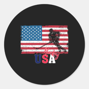 Hockey Torwart USA-Flagge Hockeyschläger Eishockey Runder Aufkleber
