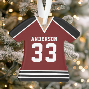 Hockey-Trikot Sportteam Uniform Marone und Schwarz Ornament