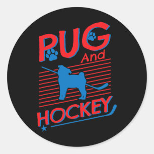 Hockey und Mops Hunde Mops und Hockey Liebhaber Runder Aufkleber
