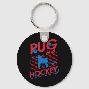 Hockey und Mops Hunde Mops und Hockey Liebhaber Schlüsselanhänger