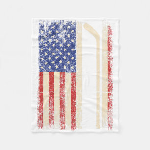 Hockey USA Amerikanische Flagge Hockeyschläger Eis Fleecedecke