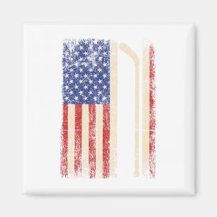 Hockey USA Amerikanische Flagge Hockeyschläger Eis Magnet