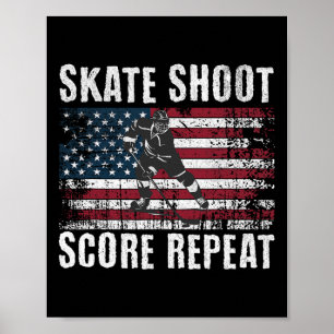 Hockey USA Amerikanische Flagge Lustig 4. Juli Hoc Poster
