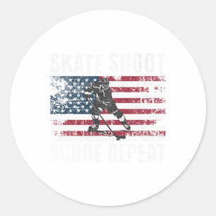 Hockey USA Amerikanische Flagge Lustig 4. Juli Hoc Runder Aufkleber