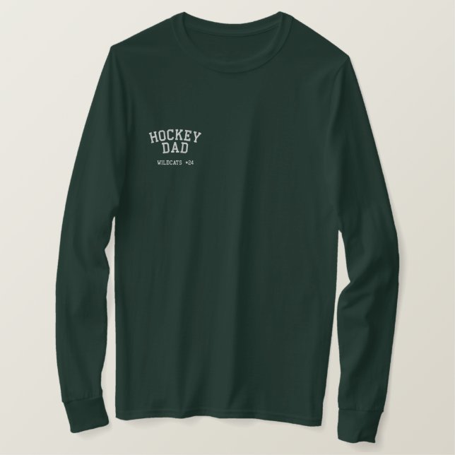 Hockey Vater Custom Personalisiert Besticktes Langarmshirt (Design vorne)
