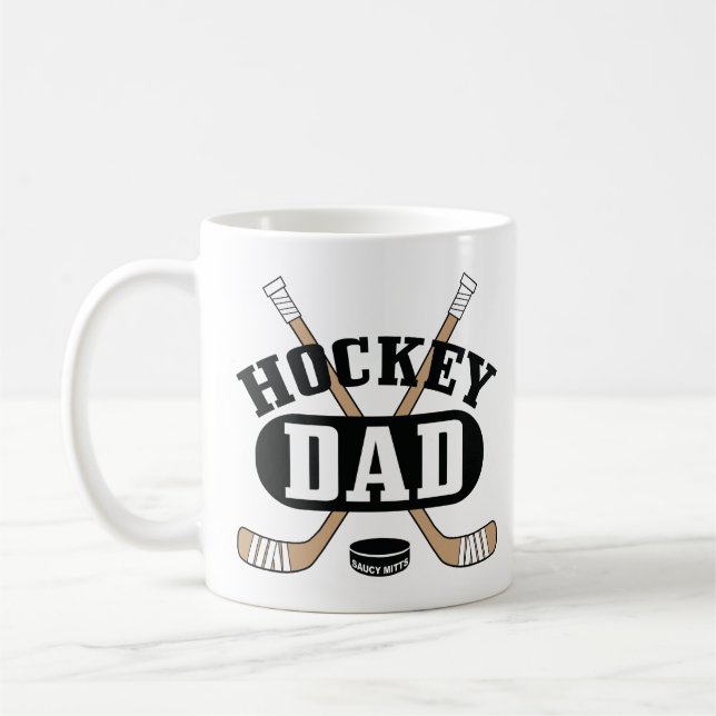 Hockey Vater Hockey Sticks und Puck Kaffeetasse (Links)
