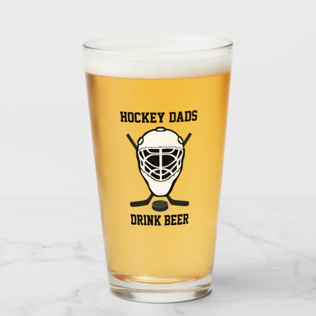 Hockey-Vater trinken Bier Niedlich Funny Sports Me Glas (Vorne (Gefüllt))