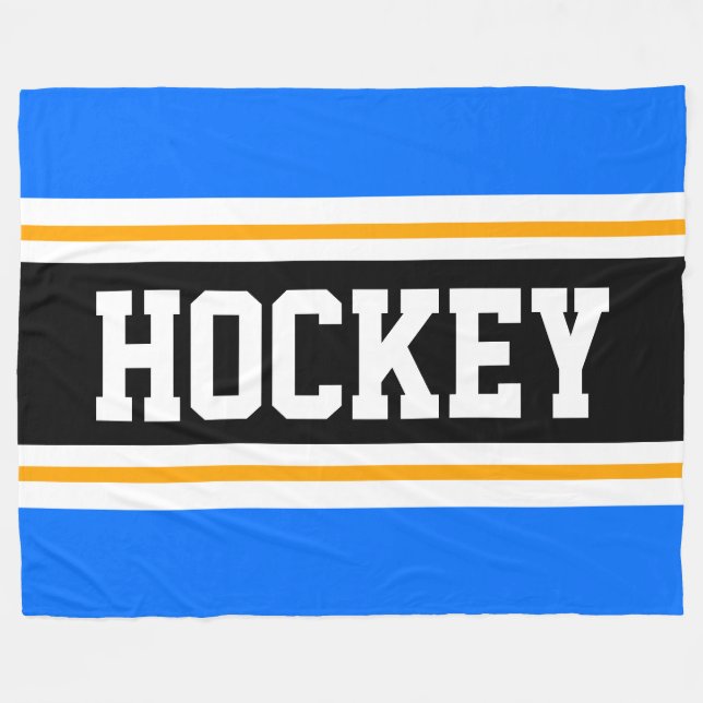 HOCKEY Vivid Blue Black Yellow Racing Stripes Fleecedecke (Vorderseite (Horizontal))