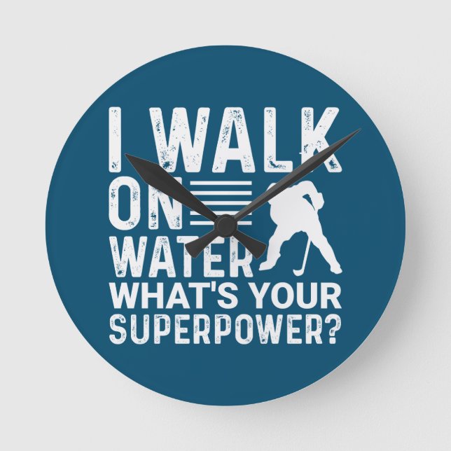 Hockey Walk on Water Runde Wanduhr (Vorderseite)
