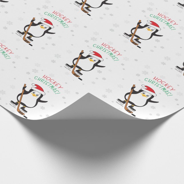 Hockey Weihnachts-Penguin Wrapping Paper Geschenkpapier (Ecke)