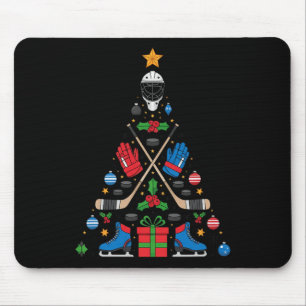 Hockey-Weihnachtsbaum-T-Shirt, Frohe Eislaufplatz- Mousepad