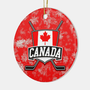 Hockey-Weihnachtsbaum-Verzierungs-Kanadier-Flagge Keramikornament