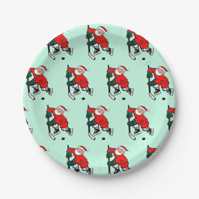 Hockey Weihnachtsfeier Pappteller (Vorderseite)