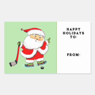 Hockey-Weihnachtsgeschenkanhänger Rechteckiger Aufkleber