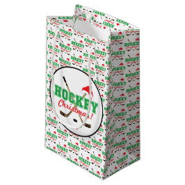 Hockey Weihnachtshockey-Sticks und Weihnachtsmannm Kleine Geschenktüte