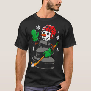 Hockey Weihnachtsmann Hut Schneemann Weihnachten L T-Shirt