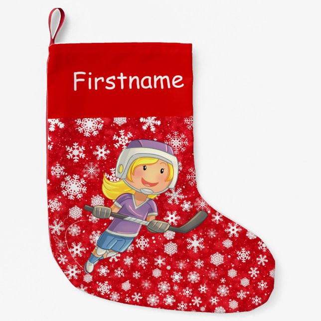 Hockey Weihnachtsmann Strumpf - Girl-Spieler im Sc Kleiner Weihnachtsstrumpf (Vorderseite)