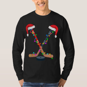 Hockey Weihnachtsmannmütze Christmas Lights Funny  T-Shirt