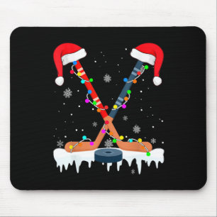 Hockey-Weihnachtsmannmütze Weihnachtsbeleuchtung S Mousepad