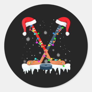 Hockey-Weihnachtsmannmütze Weihnachtsbeleuchtung S Runder Aufkleber
