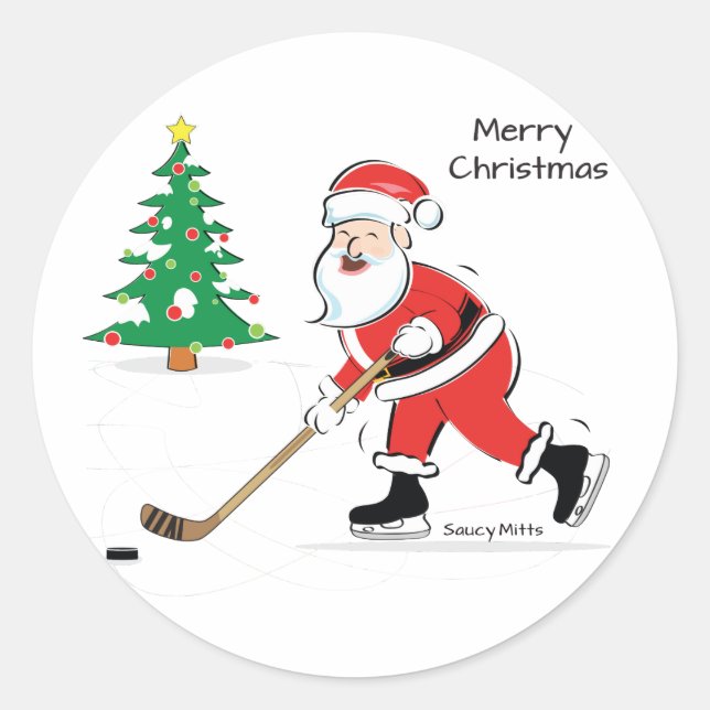 Hockey WeihnachtsWeihnachtsWeihnachtsfeier Runder Aufkleber (Vorderseite)