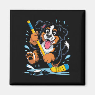 Hockey Welpe Berner Sennenhund Eislaufbahn Spaß Magnet