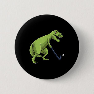 Hockeyfeld Dinosaurier T-Rex Spieler Männer Frauen Button