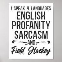 Hockeyfeld Ich spreche 4 Sprachen Englisch Profani